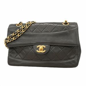 CHANEL Shoulder Bag Lambskin Black Gold Hardware Women's